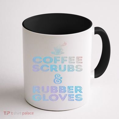 Funny Medical Cute Gift: Coffee Scrubs And Rubber Gloves Coffee Mug back