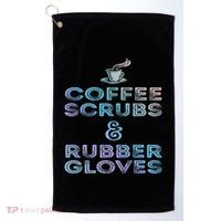 Funny Medical Cute Gift: Coffee Scrubs And Rubber Gloves Golf Towel thumb 0