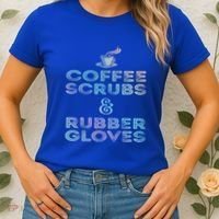 Funny Medical Cute Gift: Coffee Scrubs And Rubber Gloves Women's T-Shirt thumb 2