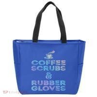 Funny Medical Cute Gift: Coffee Scrubs And Rubber Gloves Tote Bag thumb 0