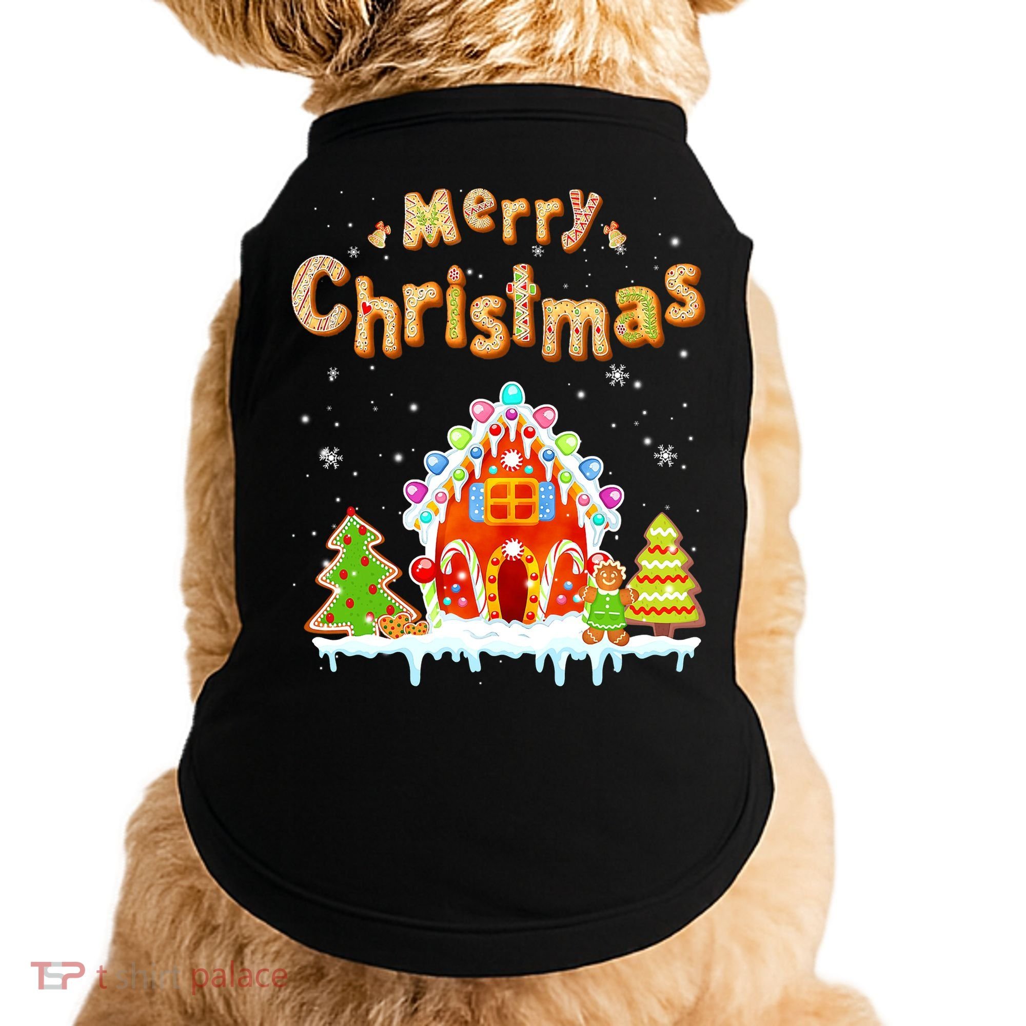 Funny Merry Christmas Gingerbread House Baking Candy Cane Doggie Tank