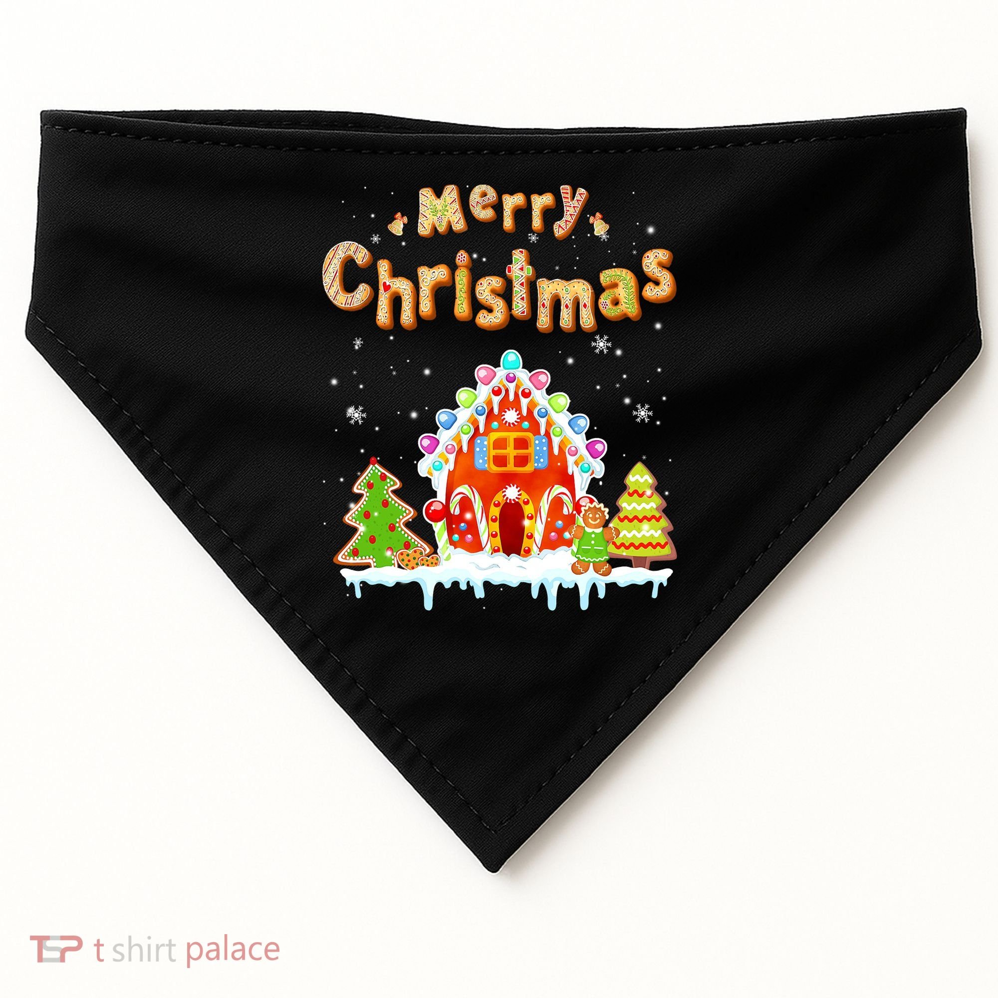 Funny Merry Christmas Gingerbread House Baking Candy Cane USA-Made Doggie Bandana