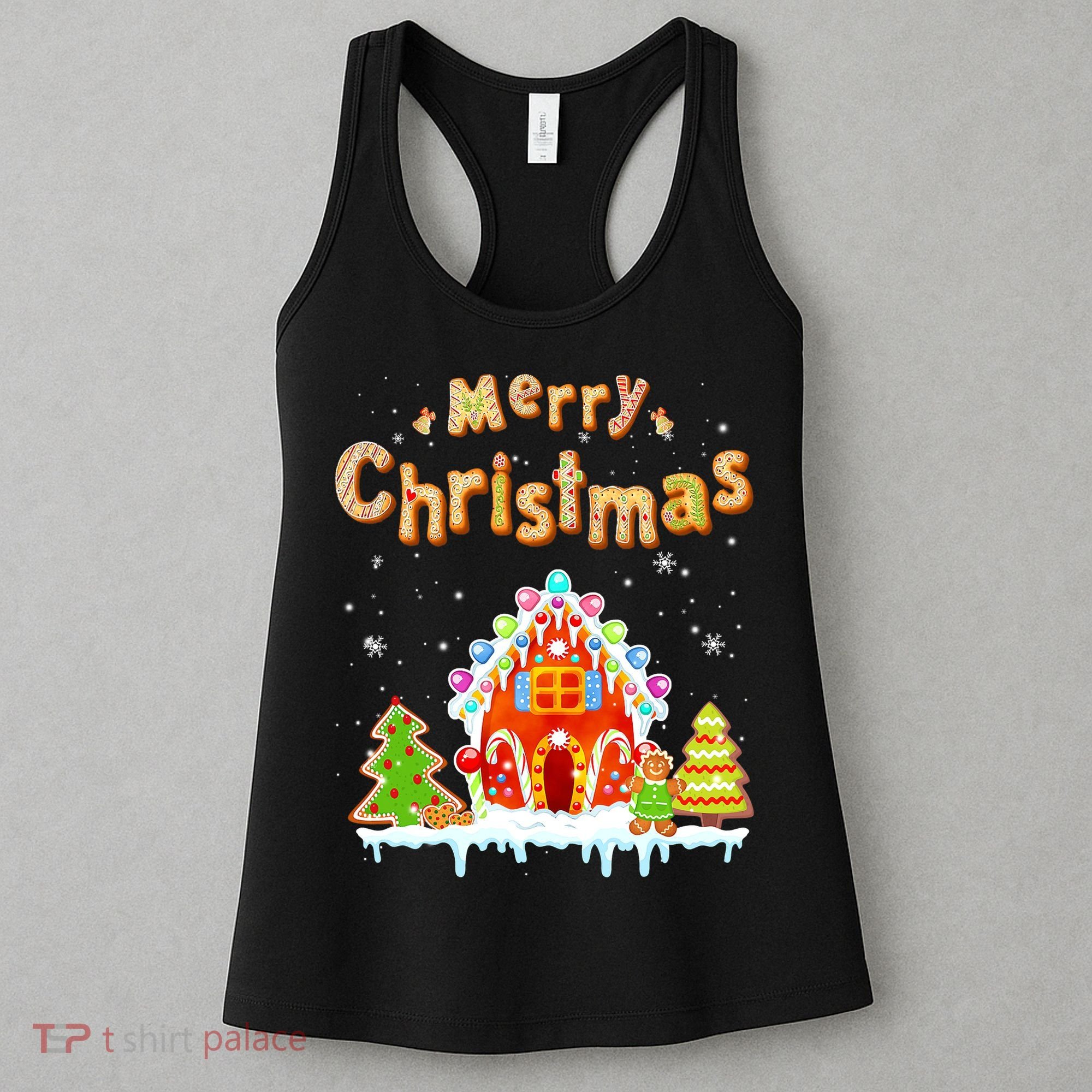 Funny Merry Christmas Gingerbread House Baking Candy Cane Women's Tank Top