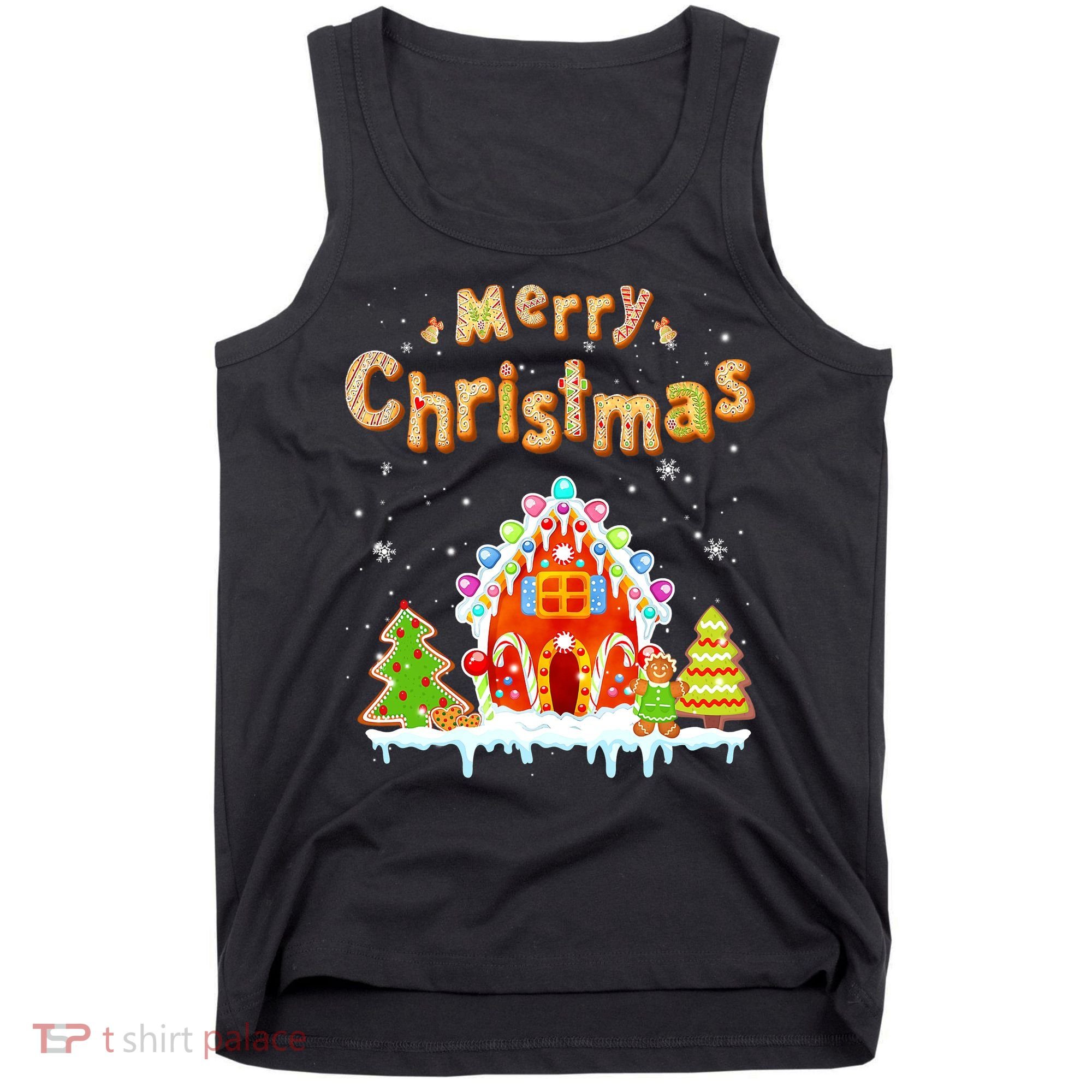 Funny Merry Christmas Gingerbread House Baking Candy Cane Tank Top