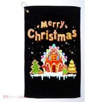 Funny Merry Christmas Gingerbread House Baking Candy Cane Golf Towel thumb 0
