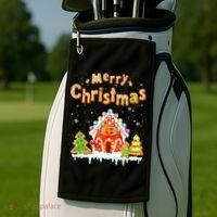 Funny Merry Christmas Gingerbread House Baking Candy Cane Golf Towel thumb 2