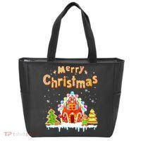 Funny Merry Christmas Gingerbread House Baking Candy Cane Tote Bag thumb 0