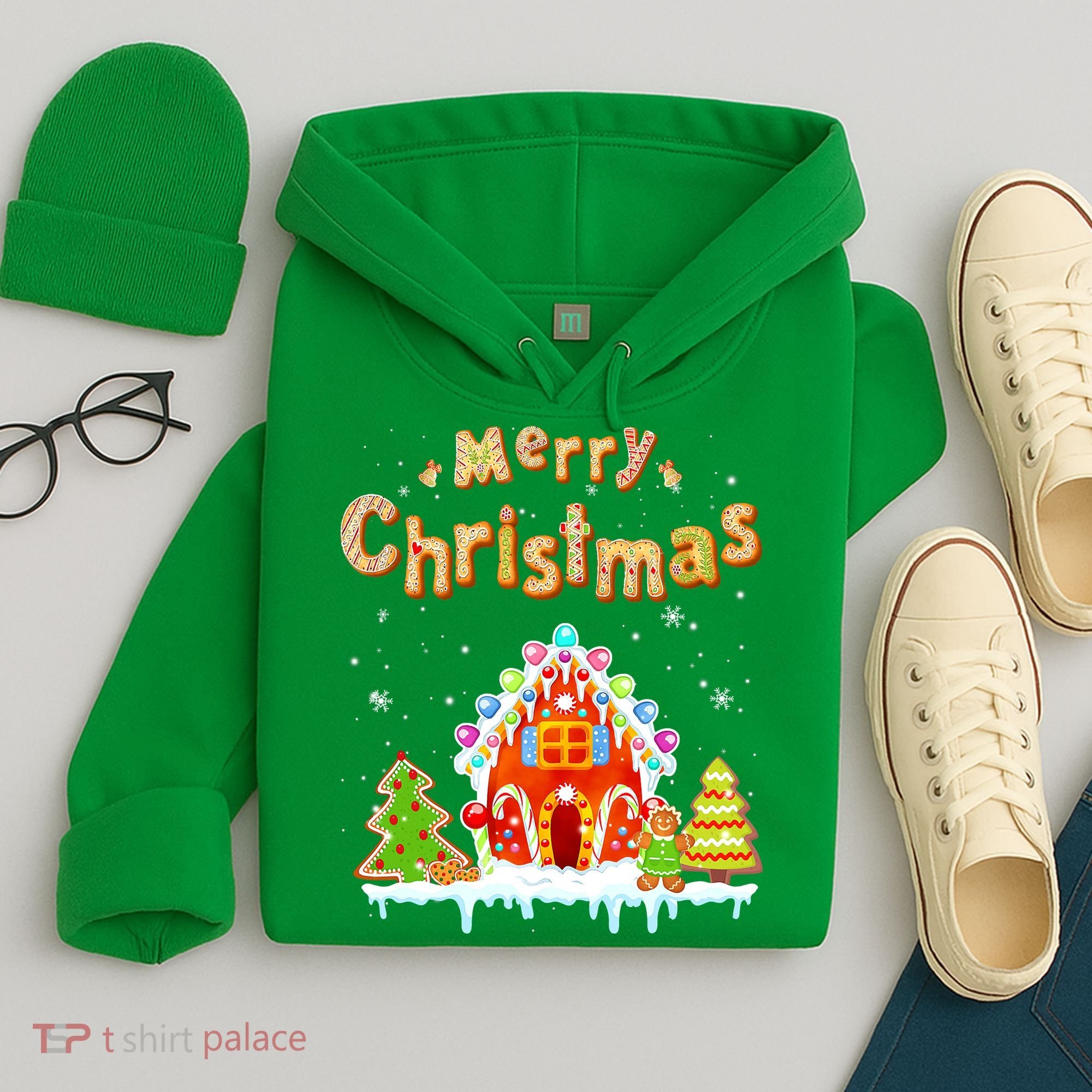 Funny Merry Christmas Gingerbread House Baking Candy Cane Hoodie