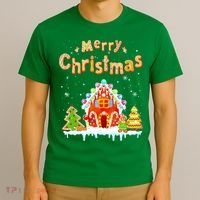 Funny Merry Christmas Gingerbread House Baking Candy Cane T-Shirt thumb 3