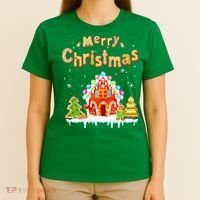 Funny Merry Christmas Gingerbread House Baking Candy Cane T-Shirt thumb 4