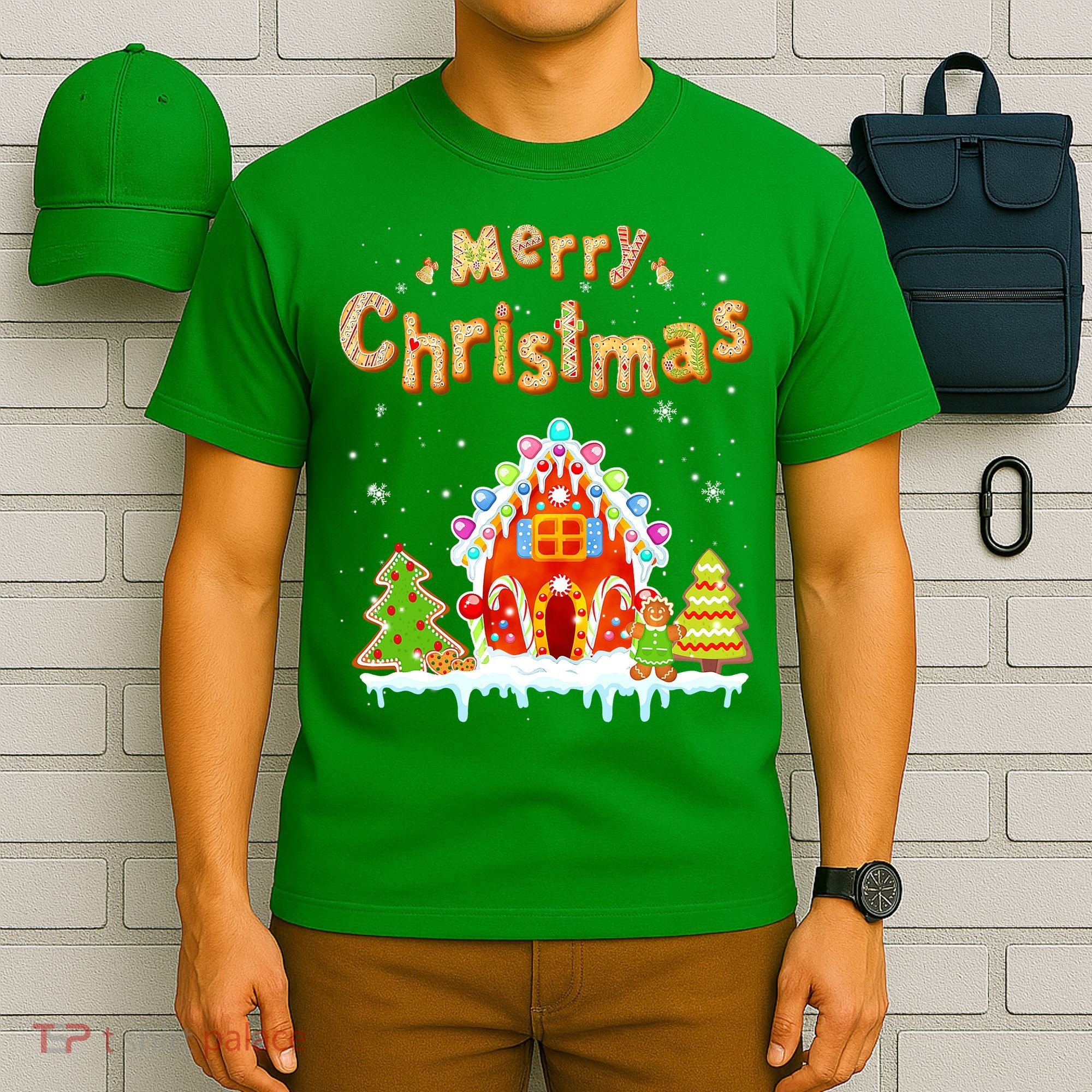 Funny Merry Christmas Gingerbread House Baking Candy Cane T-Shirt