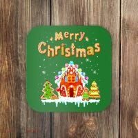 Funny Merry Christmas Gingerbread House Baking Candy Cane Coaster thumb 0