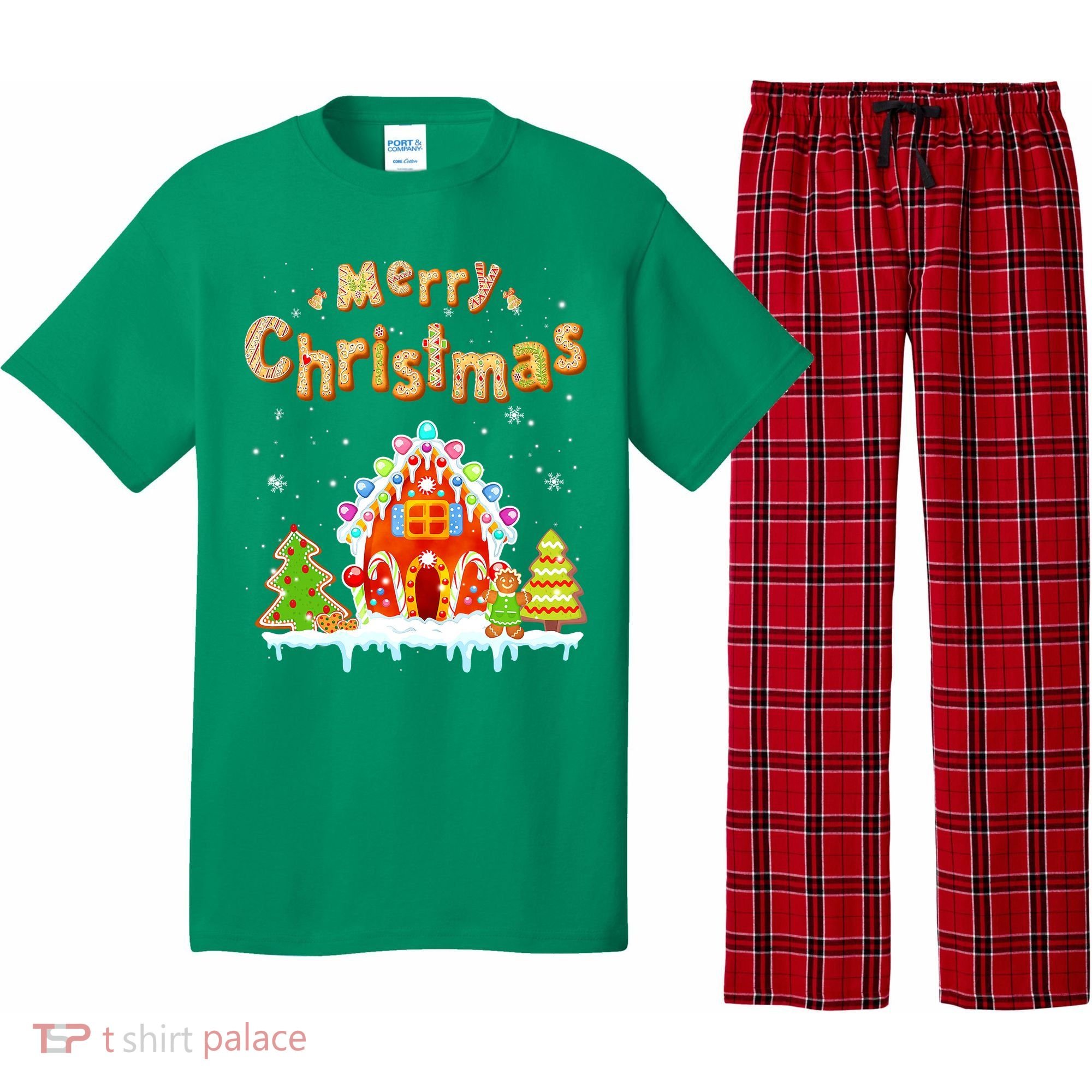 Funny Merry Christmas Gingerbread House Baking Candy Cane Pajama Set