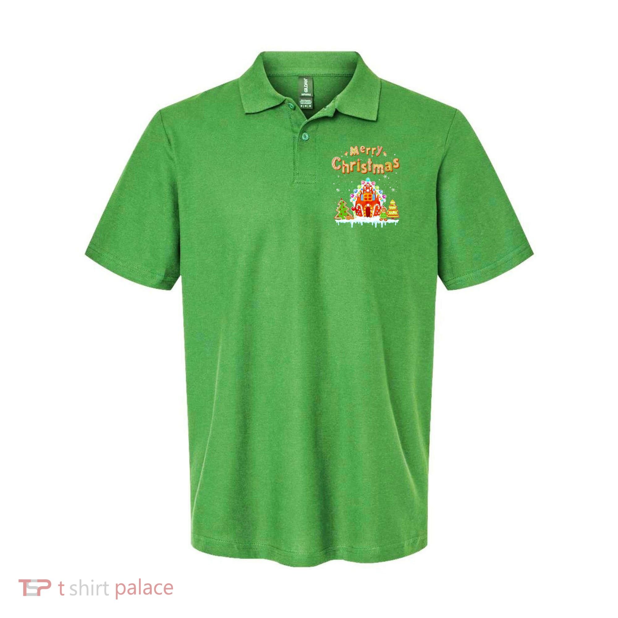 Funny Merry Christmas Gingerbread House Baking Candy Cane Polo