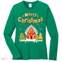 Funny Merry Christmas Gingerbread House Baking Candy Cane Women's Long Sleeve Shirt thumb 0