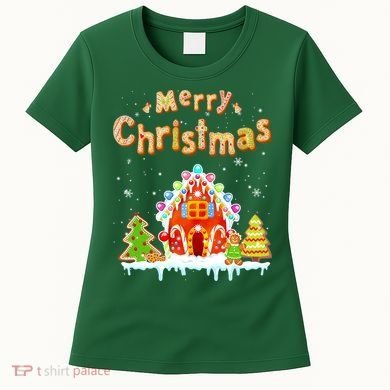 Funny Merry Christmas Gingerbread House Baking Candy Cane Women's T-Shirt