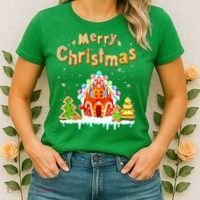 Funny Merry Christmas Gingerbread House Baking Candy Cane Women's T-Shirt thumb 2
