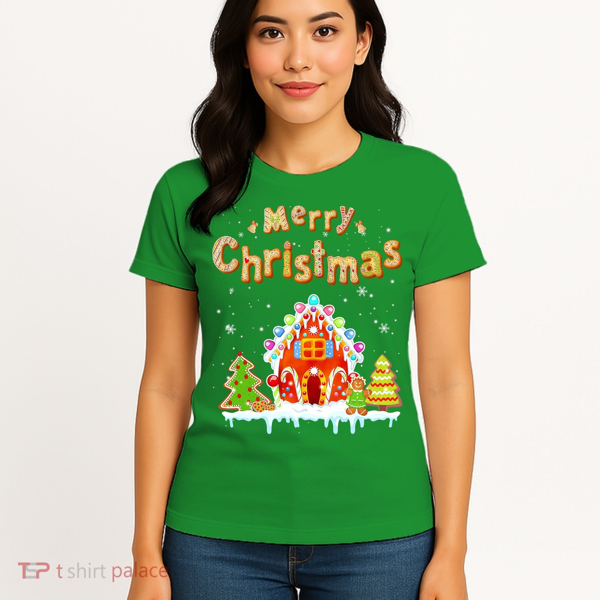 Funny Merry Christmas Gingerbread House Baking Candy Cane Women's T-Shirt