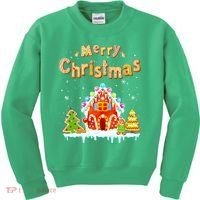 Funny Merry Christmas Gingerbread House Baking Candy Cane Kids Sweatshirt thumb 0