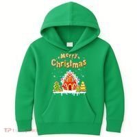Funny Merry Christmas Gingerbread House Baking Candy Cane Kids Hoodie thumb 0