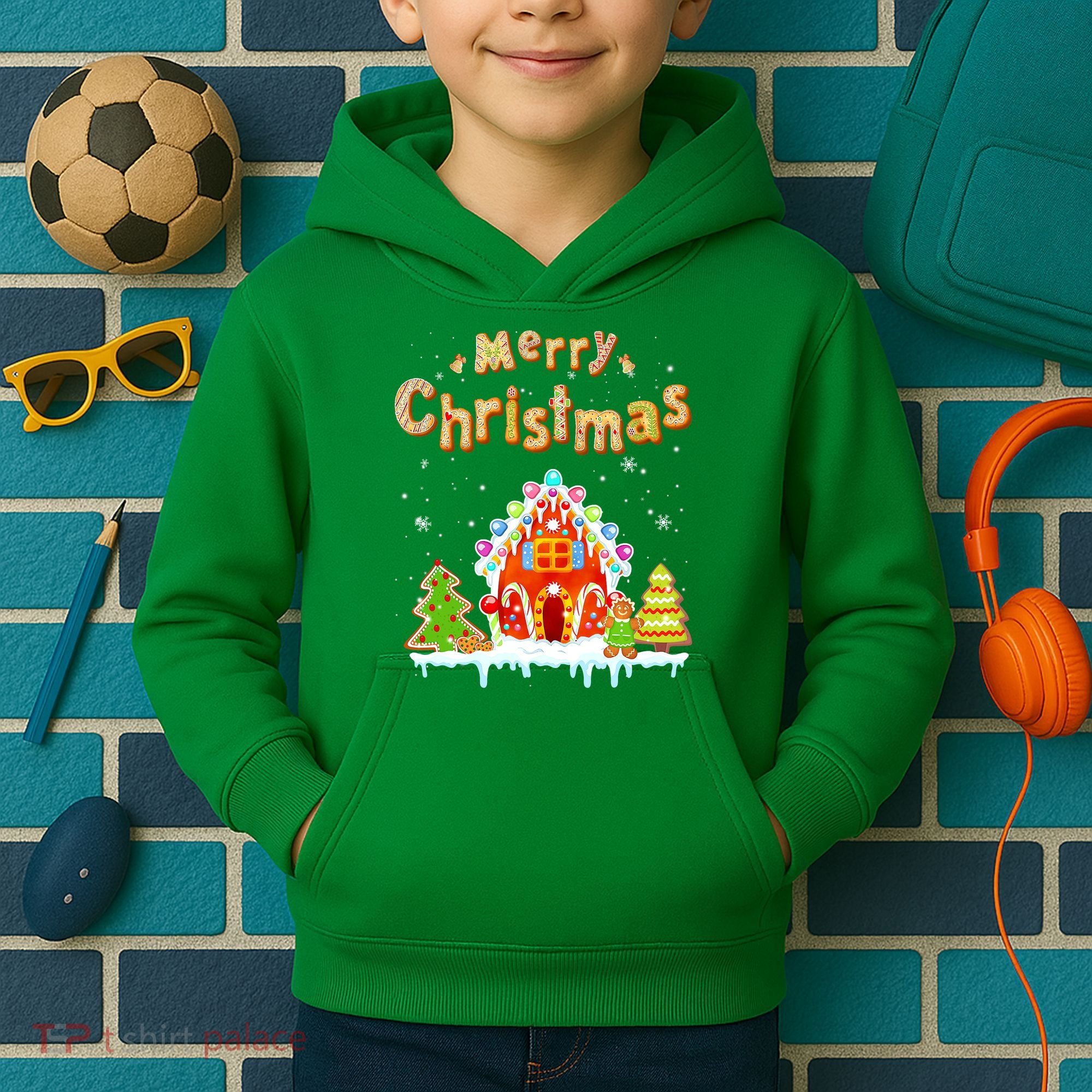 Funny Merry Christmas Gingerbread House Baking Candy Cane Kids Hoodie