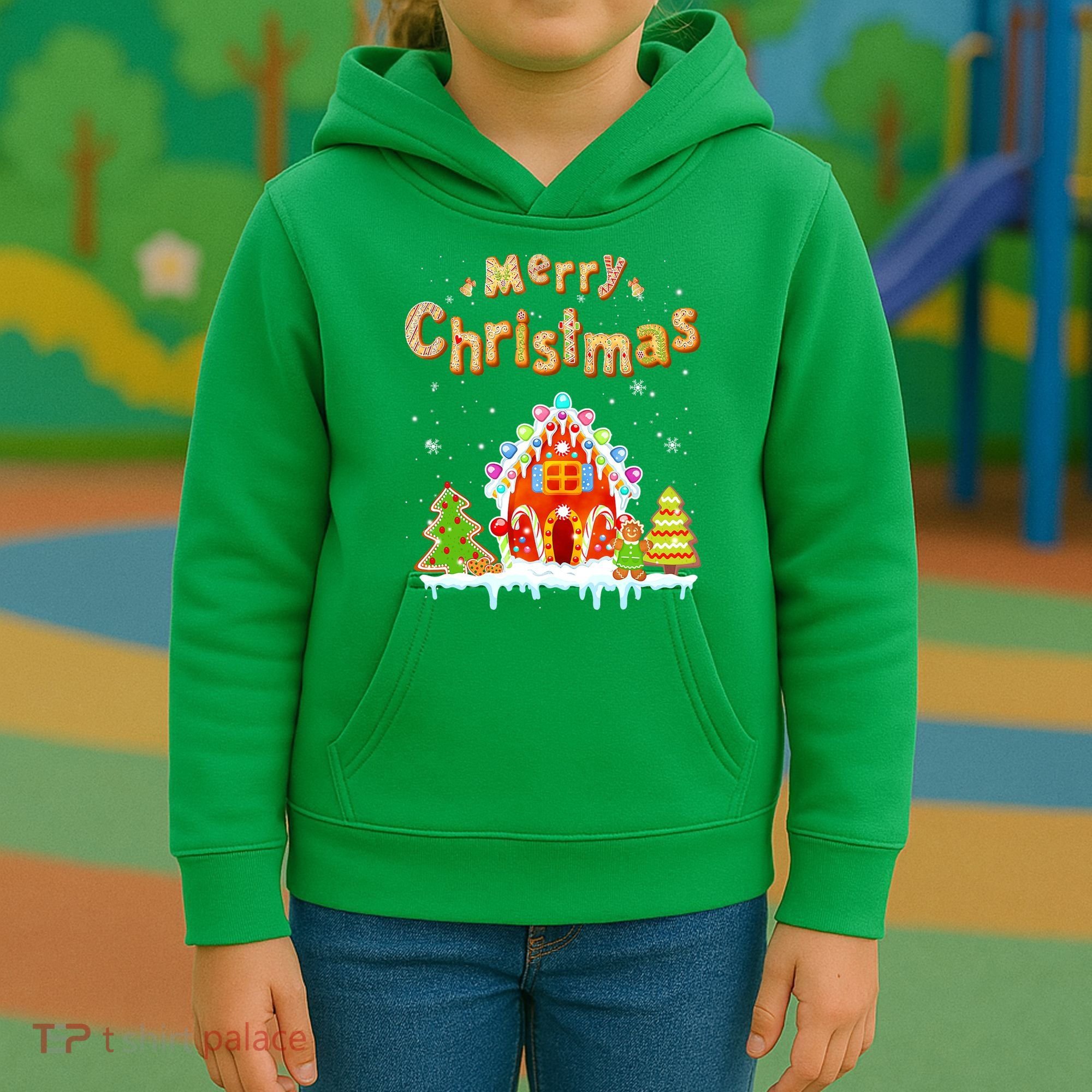 Funny Merry Christmas Gingerbread House Baking Candy Cane Kids Hoodie
