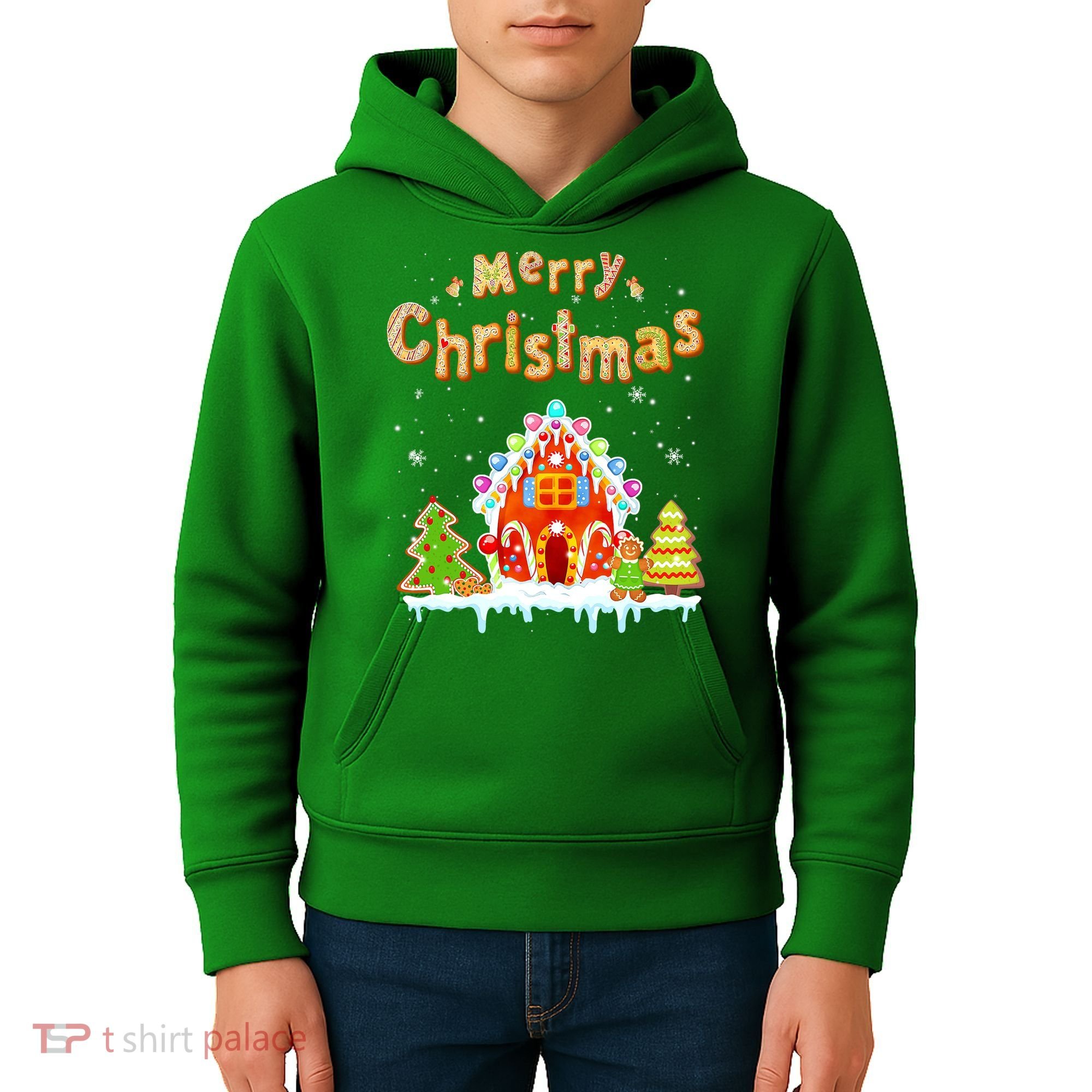 Funny Merry Christmas Gingerbread House Baking Candy Cane Kids Hoodie
