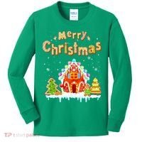 Funny Merry Christmas Gingerbread House Baking Candy Cane Kids Long Sleeve Shirt thumb 0
