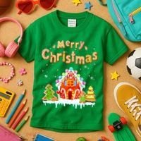 Funny Merry Christmas Gingerbread House Baking Candy Cane Kids T-Shirt thumb 3