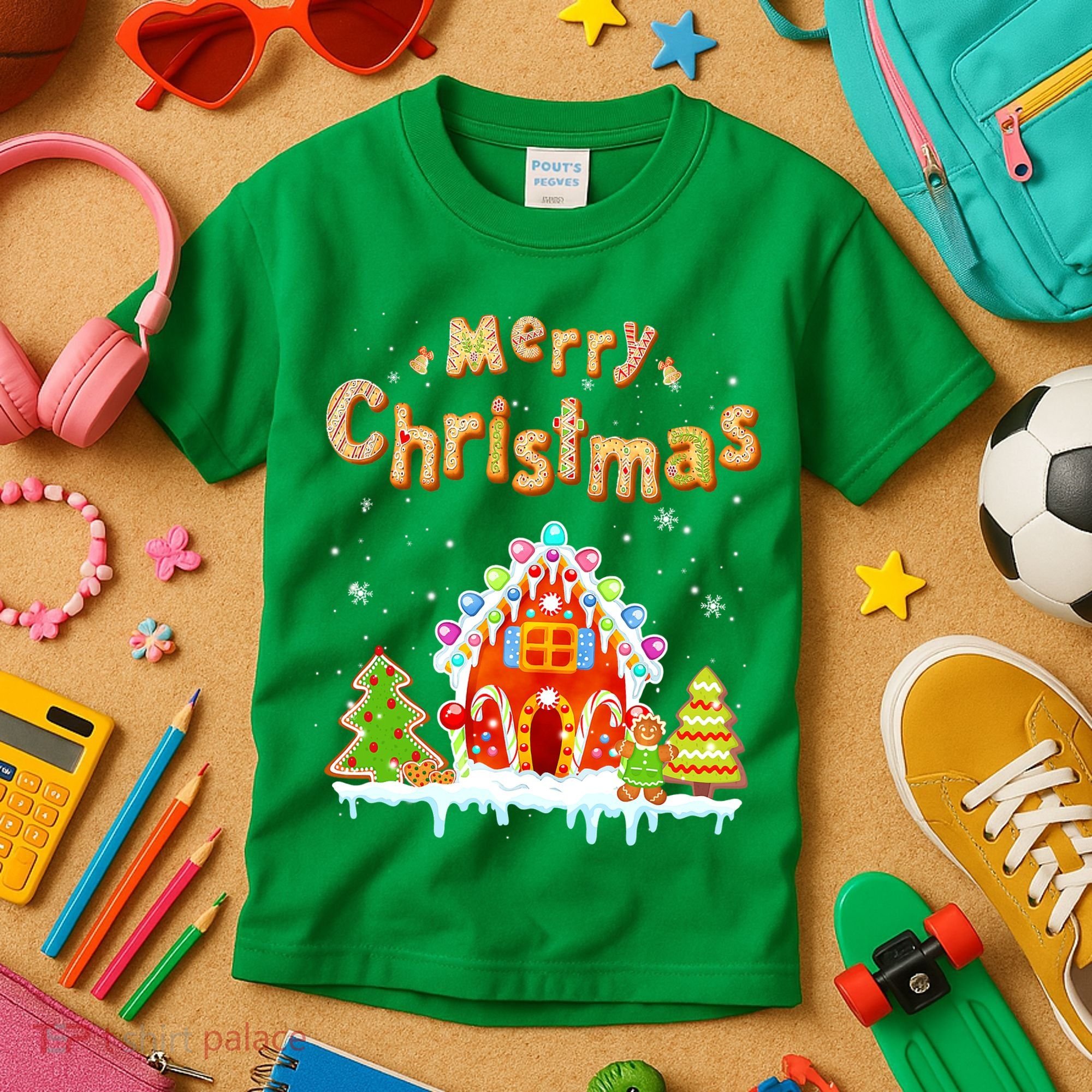 Funny Merry Christmas Gingerbread House Baking Candy Cane Kids T-Shirt