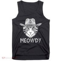 Funny Meowdy Cowboy Cat Tank Top thumb 0