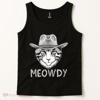 Funny Meowdy Cowboy Cat Tank Top thumb 2
