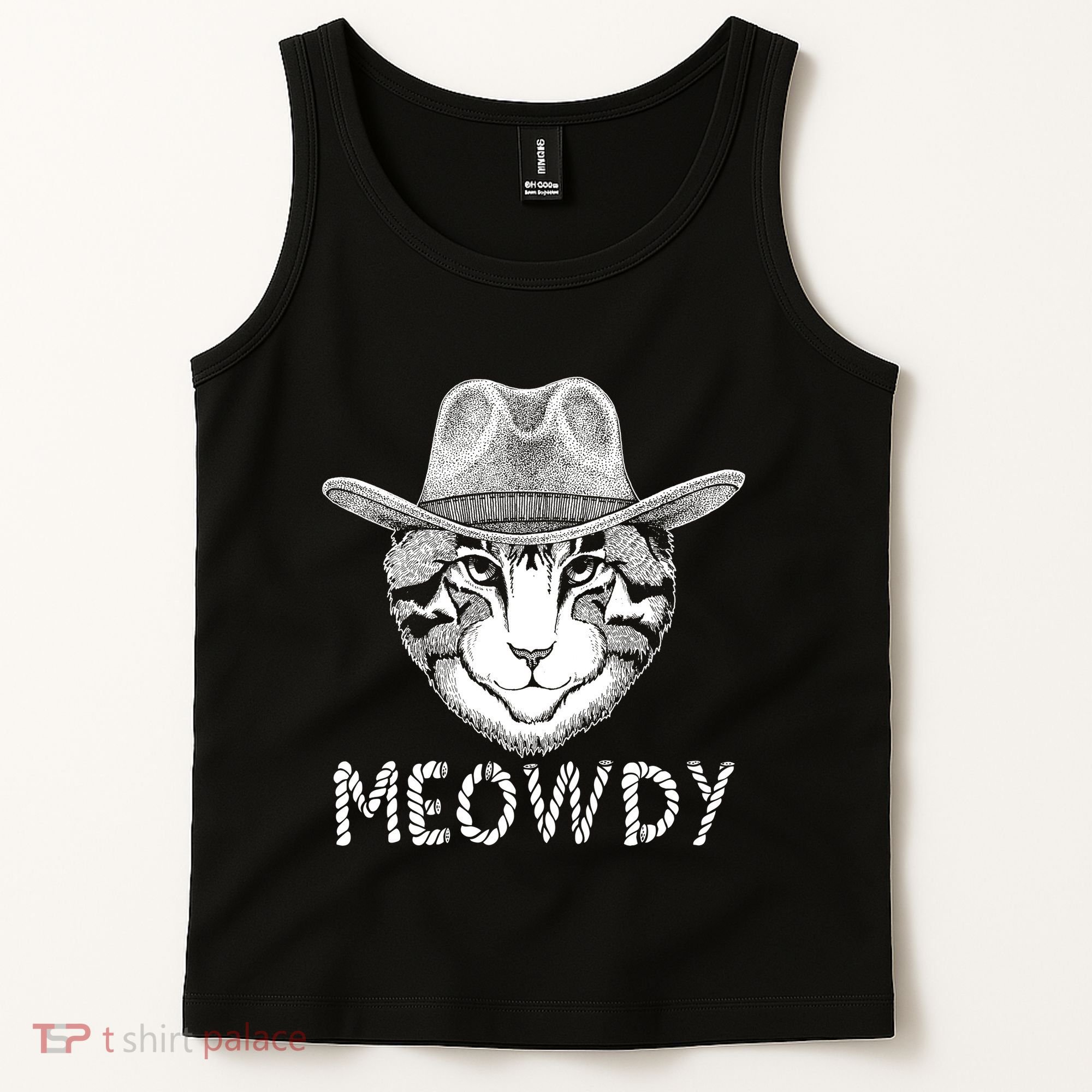 Funny Meowdy Cowboy Cat Tank Top