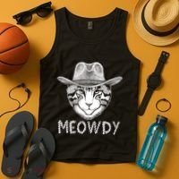 Funny Meowdy Cowboy Cat Tank Top thumb 4