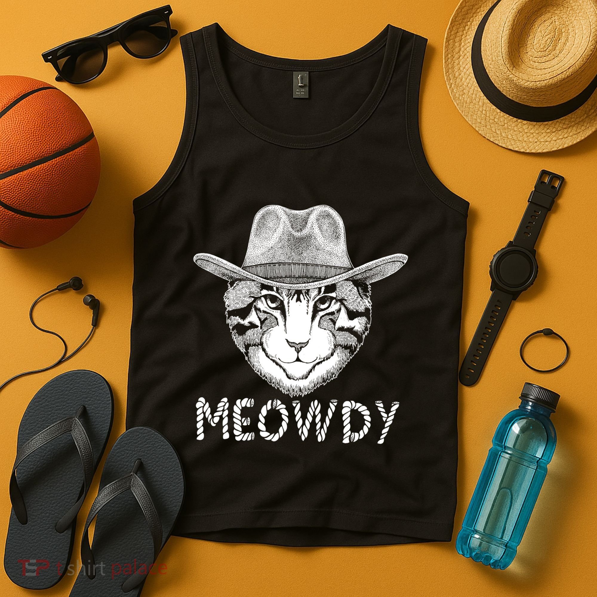 Funny Meowdy Cowboy Cat Tank Top