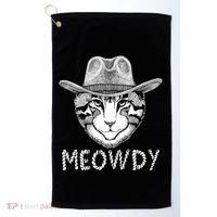 Funny Meowdy Cowboy Cat Golf Towel thumb 0
