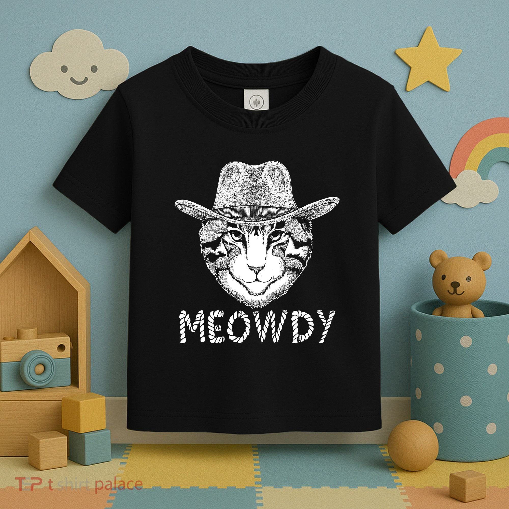 Funny Meowdy Cowboy Cat Toddler T-Shirt