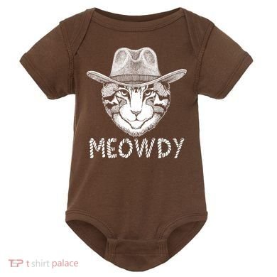 Funny Meowdy Cowboy Cat Baby Bodysuit