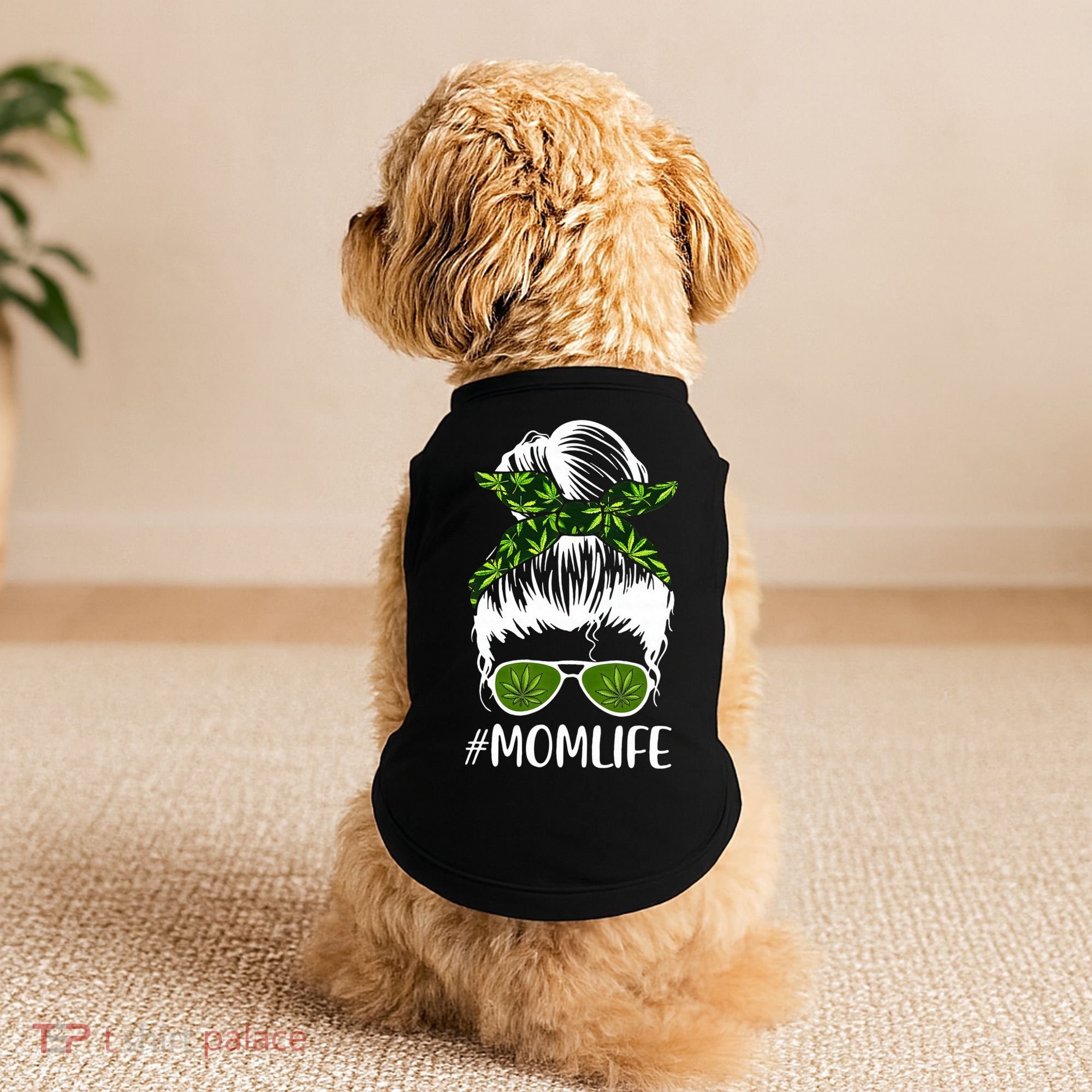 Funny Mom Cannabis Weed Mom Lady Messy Bun Mother's Day Doggie Tank