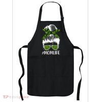 Funny Mom Cannabis Weed Mom Lady Messy Bun Mother's Day Apron thumb 0