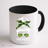 Funny Mom Cannabis Weed Mom Lady Messy Bun Mother's Day Coffee Mug thumb 1