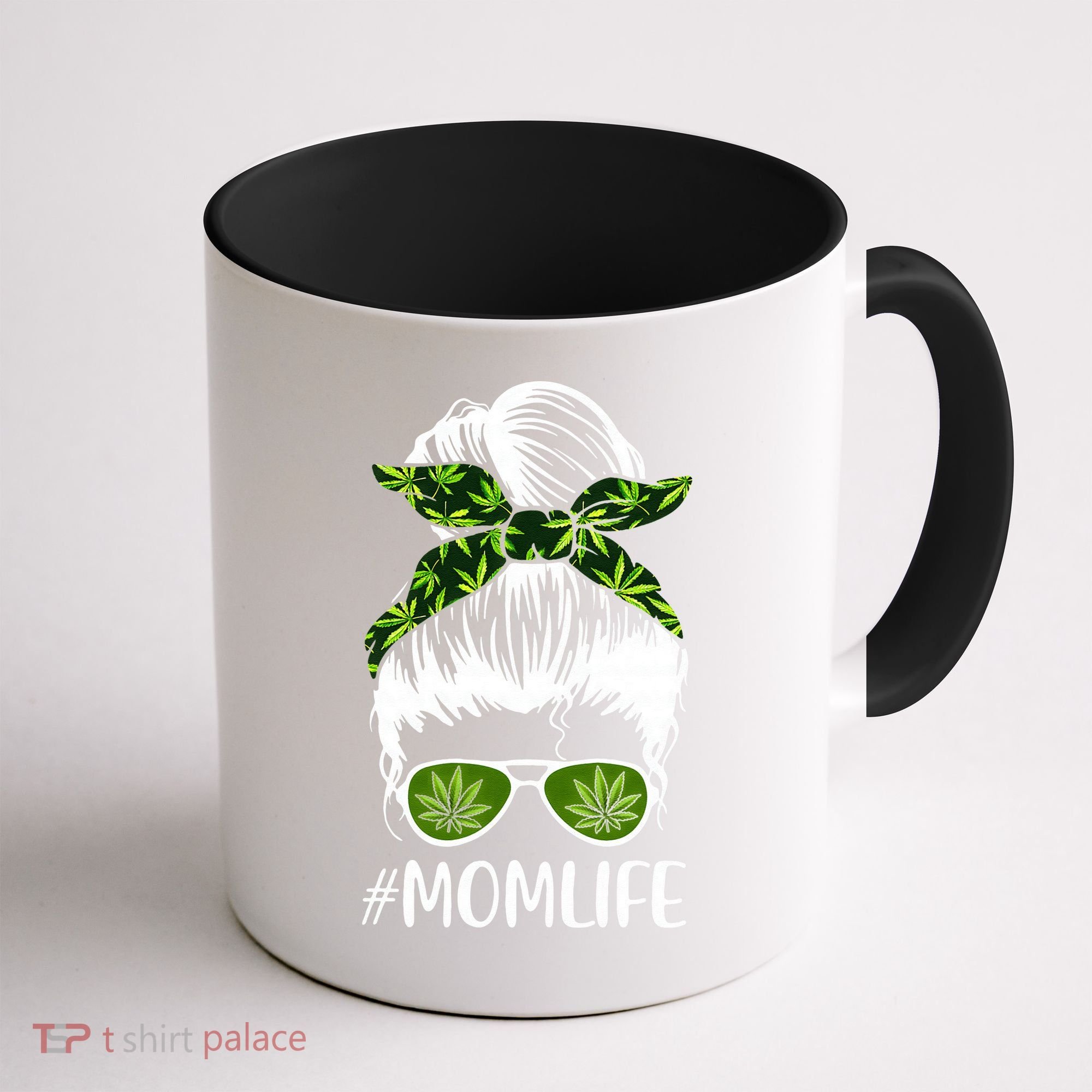 Funny Mom Cannabis Weed Mom Lady Messy Bun Mother's Day Coffee Mug
