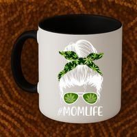 Funny Mom Cannabis Weed Mom Lady Messy Bun Mother's Day Coffee Mug thumb 2