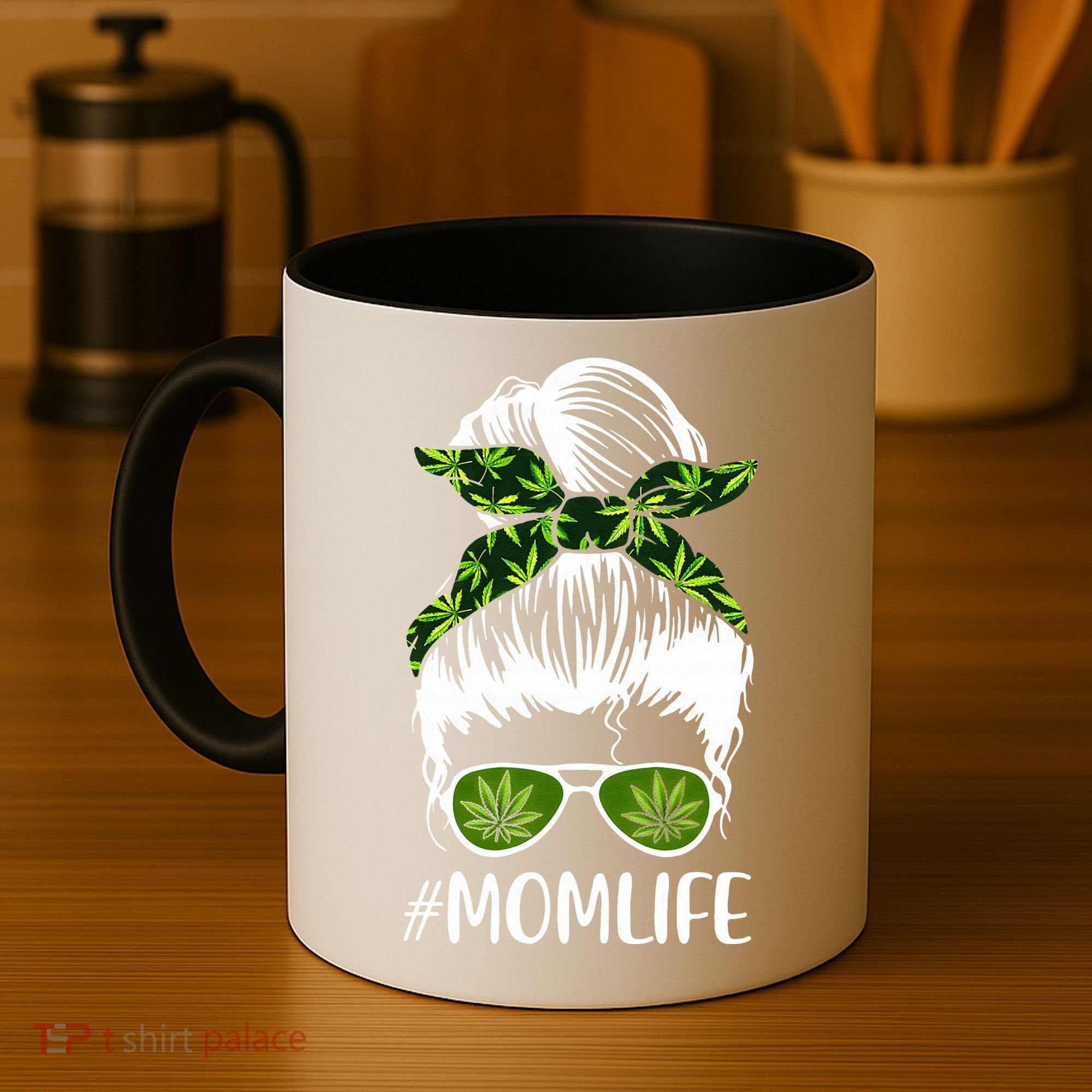 Funny Mom Cannabis Weed Mom Lady Messy Bun Mother's Day Coffee Mug