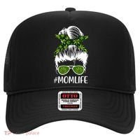 Funny Mom Cannabis Weed Mom Lady Messy Bun Mother's Day Hat thumb 0