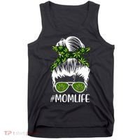 Funny Mom Cannabis Weed Mom Lady Messy Bun Mother's Day Tank Top thumb 0