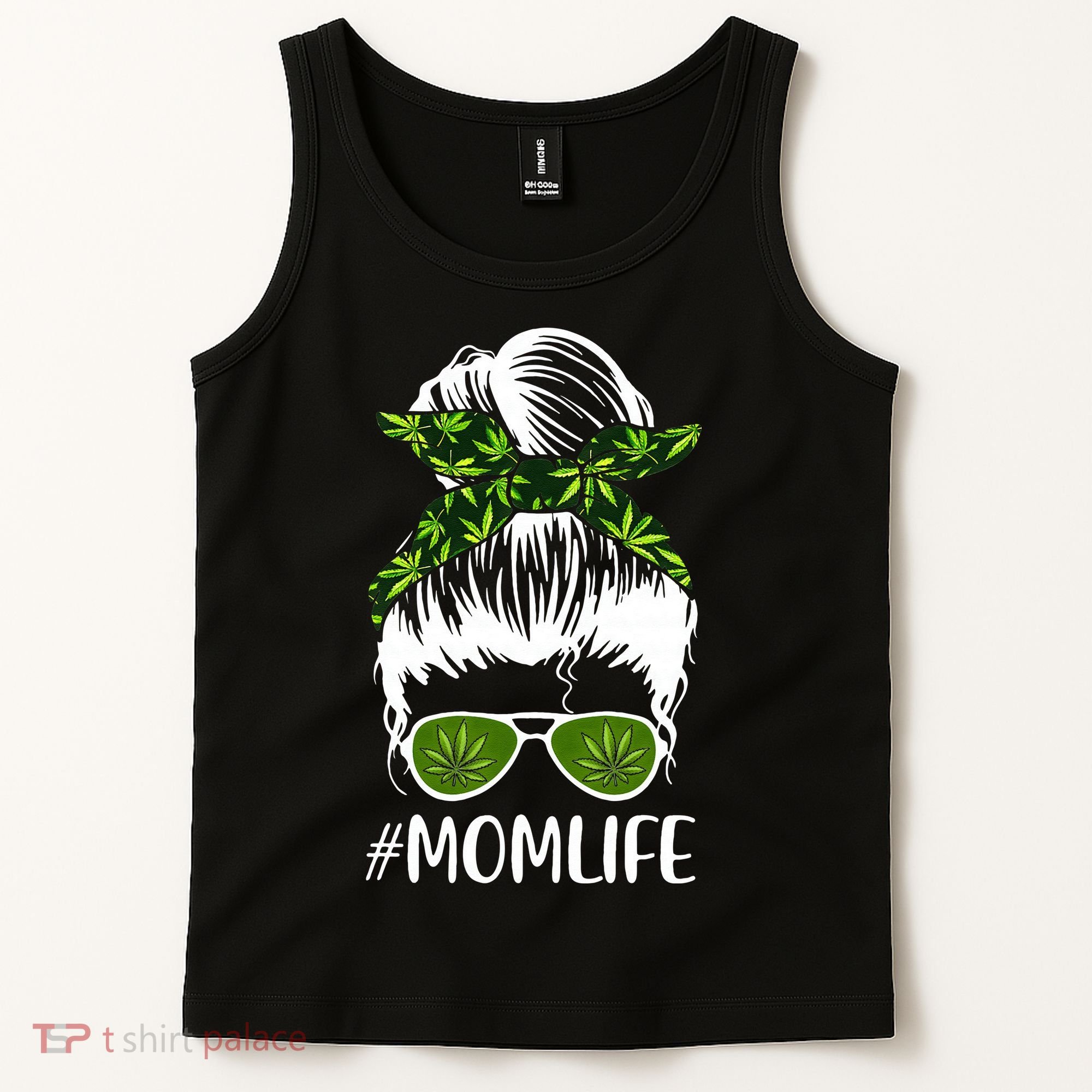 Funny Mom Cannabis Weed Mom Lady Messy Bun Mother's Day Tank Top