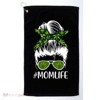 Funny Mom Cannabis Weed Mom Lady Messy Bun Mother's Day Golf Towel thumb 0