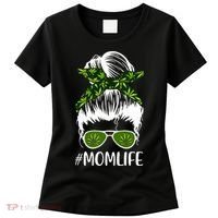 Funny Mom Cannabis Weed Mom Lady Messy Bun Mother's Day Women's T-Shirt thumb 0