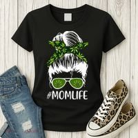 Funny Mom Cannabis Weed Mom Lady Messy Bun Mother's Day Women's T-Shirt thumb 3